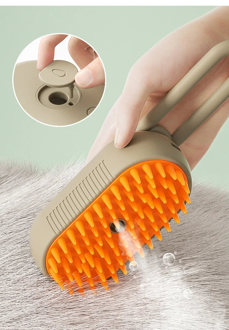 Escova elétrica 3 em 1 para Cães e Gatos - com Spray de água Escovas massageadora